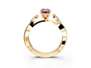 Floral Engagement Ring Setting for Fancy Pink Emerald Cut Center with Trailing Marquise Accents and Prong Head in Yellow Gold