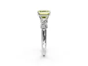 5 Stone Engagement Ring Setting for Fancy Yellow Asscher Cut Center with Graduated Accents and Prong Head in Sterling Silver