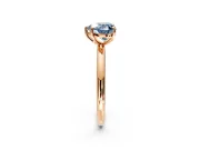 Low-Set Solitaire Engagement Ring Setting for Fancy Blue Heart-Shaped Center with Thin Plain Band and Prong Head in Rose Gold