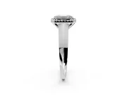 Halo Engagement Ring Setting for Emerald Cut Center with Knife Ridge Cathedral Band and Prong Head in Platinum