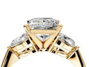 3 Stone Engagement Ring Setting for Princess Cut Center with Large Pear-Shaped Accents and Prong Head in Yellow Gold