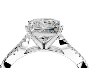 Solitaire Engagement Ring Setting for Princess Cut Center with Twisted Pave Split Shank and Prong Head in Platinum