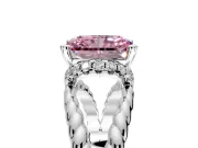 Halo Engagement Ring Setting for Fancy Pink Radiant Cut Center with Rope Twist Split Shank and Prong Head in Sterling Silver