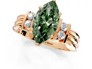 Solitaire Engagement Ring Setting for Fancy Green Marquise Center with Grooved Bar Accent Band and Prong Head in Rose Gold