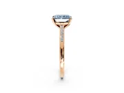 Solitaire Engagement Ring Setting for Fancy Blue Radiant Cut Center with Channel Accents and Prong Head in Rose Gold