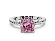 Rope Engagement Ring Setting for Fancy Pink Cushion Cut Center with Accent Shoulders and Prong Head in White Gold