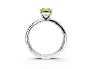 Solitaire Engagement Ring Setting for Fancy Yellow Emerald Cut Center with Scrollwork Band and Prong Head in White Gold