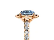 Floral Engagement Ring Setting for Fancy Blue Asscher Cut Center with Pave Band and Floral Prong Head in Rose Gold
