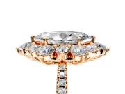 Floral Halo Engagement Ring Setting for Marquise Center with Pave Accents and Prong Head in Rose Gold