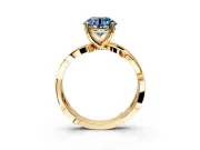 Solitaire Engagement Ring Setting for Fancy Blue Round Cut Center with Pave and Plain Crossover Band and Prong Head in Yellow Gold