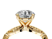 Solitaire Engagement Ring Setting for Round Cut Center with Marquise Panel Band and Prong Head in Yellow Gold