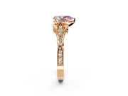 Solitaire Engagement Ring Setting for Fancy Pink Pear-Shaped Center with Marquise and Bezel Accents and Prong Head in Rose Gold
