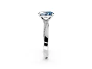 Side Accent Engagement Ring Setting for Fancy Blue Oval Center with Accent Shoulders and Prong Head in Sterling Silver