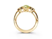 Cluster Engagement Ring Setting for Fancy Yellow Pear-Shaped Center with Bezel Accent Clusters and Prong Head in Yellow Gold