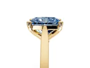 Solitaire Engagement Ring Setting for Fancy Blue Radiant Cut Center with Tapered Shoulders and Prong Head in Yellow Gold