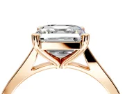 Solitaire Engagement Ring Setting for Asscher Cut Center with Tapered Shoulders and Prong Head in Rose Gold