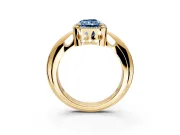 Halo Engagement Ring Setting for Fancy Blue Radiant Cut Center with Tapered Plain Band and Prong Head in Yellow Gold