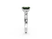 5 Stone Engagement Ring Setting for Fancy Green Emerald Cut Center with Plain Band and Prong Head in Platinum