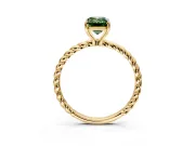 Solitaire Engagement Ring Setting for Fancy Green Emerald Cut Center with Plain Twisted Rope Band and Prong Head in Yellow Gold