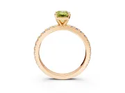 Solitaire Engagement Ring Setting for Fancy Yellow Emerald Cut Center with Fine Pave Band and Claw Prong Head in Rose Gold