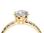 Solitaire Engagement Ring Setting for Marquise Center with Large Accents and Prong Head in Yellow Gold
