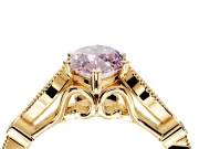 Solitaire Engagement Ring Setting for Fancy Pink Marquise Center with Marquise and Bezel Accents and Prong Head in Yellow Gold