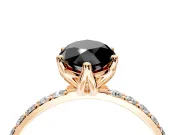 Solitaire Engagement Ring Setting for Fancy Black Marquise Center with Fine Pave Accents and Prong Head in Rose Gold