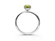 Hidden Halo Engagement Ring Setting for Fancy Yellow Emerald Cut Center with Thin Round-Wire Band and Prong Head in Platinum
