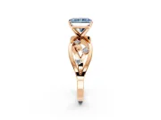 Solitaire Engagement Ring Setting for Fancy Blue Radiant Cut Center with Criss-Cross Accent Band and Prong Head in Rose Gold