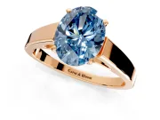 Solitaire Engagement Ring Setting for Fancy Blue Oval Center with Tapered Split Shoulders and Prong Head in Rose Gold