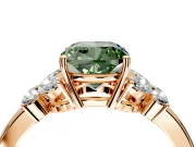 Solitaire Engagement Ring Setting for Fancy Green Cushion Cut Center with Marquise Flower Shoulders and Prong Head in Rose Gold