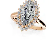 Starburst Halo Engagement Ring Setting for Marquise Center with Thin Round-Wire Band and Prong Head in Rose Gold