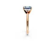 Solitaire Engagement Ring Setting for Fancy Blue Asscher Cut Center with Knife Ridge Band and Claw Prong Head in Rose Gold