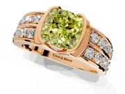 Bezel Engagement Ring Setting for Fancy Yellow Cushion Cut Center with Wide Channel-Set Band and Bezel Head in Rose Gold