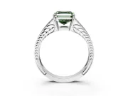 Split Shank Engagement Ring Setting for Fancy Green Asscher Cut Center with Pave Split Shank and Prong Head in Platinum