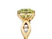 Solitaire Engagement Ring Setting for Fancy Yellow Asscher Cut Center with Accented Twist Band and Leaf Prong Head in Yellow Gold
