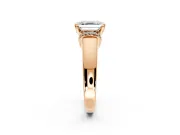 Solitaire Engagement Ring Setting for Asscher Cut Center with Wide Band, Pave Collar and Prong Head in Rose Gold