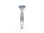 Solitaire Engagement Ring Setting for Fancy Blue Radiant Cut Center with Multi-Row Accents and Prong Head in Platinum
