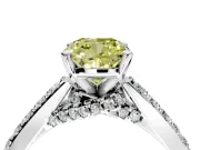 Solitaire Engagement Ring Setting for Fancy Yellow Cushion Cut Center with Crossover Accents and Prong Head in Platinum