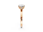 Solitaire Engagement Ring Setting for Princess Cut Center with Thin Rounded Plain Band and Prong Head in Rose Gold