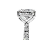 Solitaire Engagement Ring Setting for Radiant Cut Center with Micro Pave Band and Prong Head in Platinum