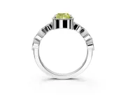 Vintage Station Engagement Ring Setting for Fancy Yellow Cushion Cut Center with Accents and Prong Head in Sterling Silver