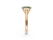 Solitaire Engagement Ring Setting for Fancy Green Radiant Cut Center with Cathedral Band and Prong Head in Rose Gold
