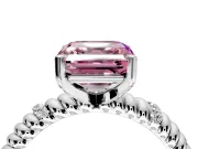 Rope Engagement Ring Setting for Fancy Pink Asscher Cut Center with Accent Shoulders and Prong Head in Platinum