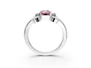 Solitaire Engagement Ring Setting for Fancy Pink Emerald Cut Center with Twisted Band and Scroll Prong Head in Platinum