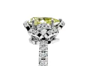 Halo Engagement Ring Setting for Fancy Yellow Pear-Shaped Center with Openwork Halo, Pave Band and Prong Head in Platinum