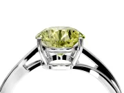 Solitaire Engagement Ring Setting for Fancy Yellow Round Cut Center with Plain Bypass Twist Band and Prong Head in White Gold