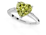 Solitaire Engagement Ring Setting for Fancy Yellow Heart-Shaped Center with Channel Accents and Prong Head in White Gold