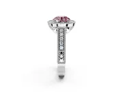 Milgrain Halo Engagement Ring Setting for Fancy Pink Round Cut Center with Pave Band and Prong Head in Platinum