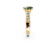 Solitaire Engagement Ring Setting for Fancy Green Oval Center with Cathedral Channel Band and Prong Head in Yellow Gold